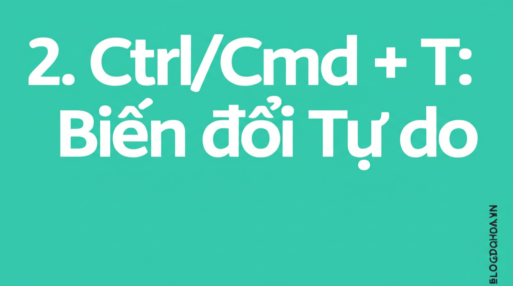Create a vivid and engaging illustration for the topic: '2. Ctrl/Cmd + T: Biến đổi Tự do'. Do not create any text on the image except for the text 'BLOGDOHOA.VN' in the right corner of the image.