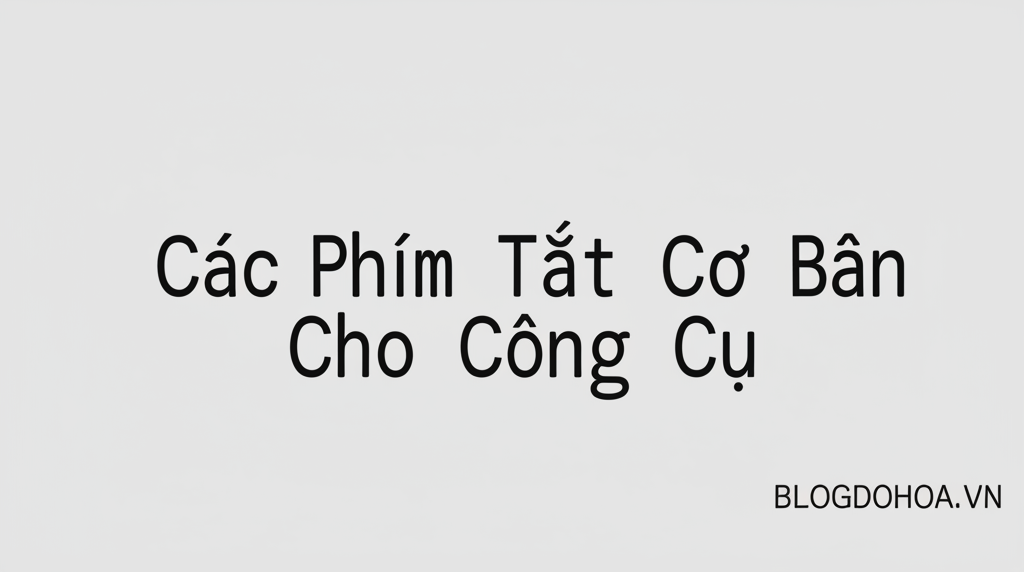 Create a vivid and engaging illustration for the topic: 'Các Phím Tắt Cơ Bản Cho Công Cụ'. Do not create any text on the image except for the text 'BLOGDOHOA.VN' in the right corner of the image.