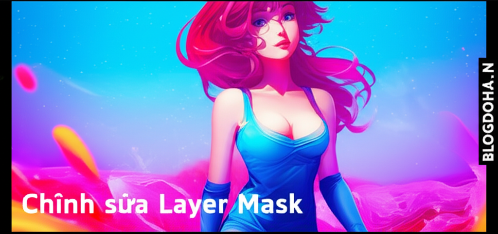 Create a vivid and engaging illustration for the topic: 'Chỉnh sửa Layer Mask'. Do not create any text on the image except for the text 'BLOGDOHOA.VN' in the right corner of the image.