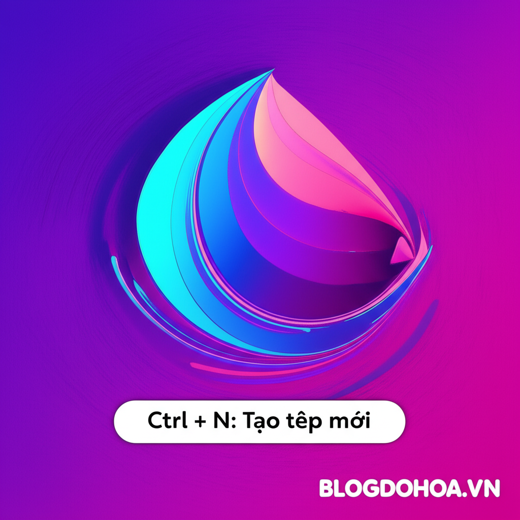 Create a vivid and engaging illustration for the topic: 'Ctrl + N: Tạo tệp mới'. Do not create any text on the image except for the text 'BLOGDOHOA.VN' in the right corner of the image.