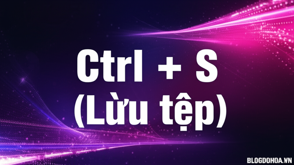 Create a vivid and engaging illustration for the topic: 'Ctrl + S (Lưu tệp)'. Do not create any text on the image except for the text 'BLOGDOHOA.VN' in the right corner of the image.