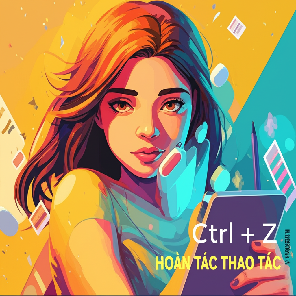 Create a vivid and engaging illustration for the topic: 'Ctrl + Z: Hoàn tác thao tác'. Do not create any text on the image except for the text 'BLOGDOHOA.VN' in the right corner of the image.