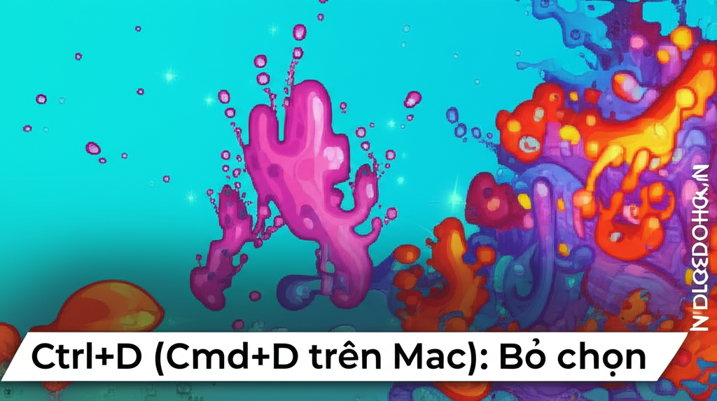 Create a vivid and engaging illustration for the topic: 'Ctrl+D (Cmd+D trên Mac): Bỏ chọn'. Do not create any text on the image except for the text 'BLOGDOHOA.VN' in the right corner of the image.