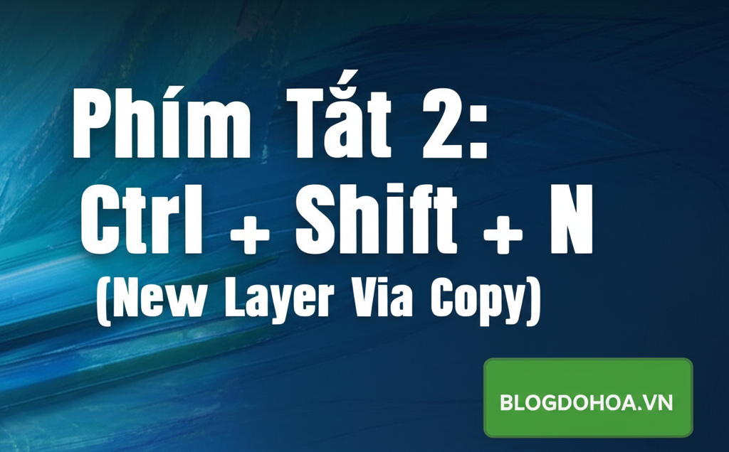 Create a vivid and engaging illustration for the topic: 'Phím Tắt 2: Ctrl + Shift + N (New Layer Via Copy)'. Do not create any text on the image except for the text 'BLOGDOHOA.VN' in the right corner of the image.