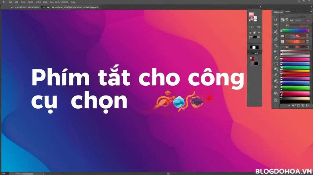 Create a vivid and engaging illustration for the topic: 'Phím tắt cho công cụ chọn'. Do not create any text on the image except for the text 'BLOGDOHOA.VN' in the right corner of the image.