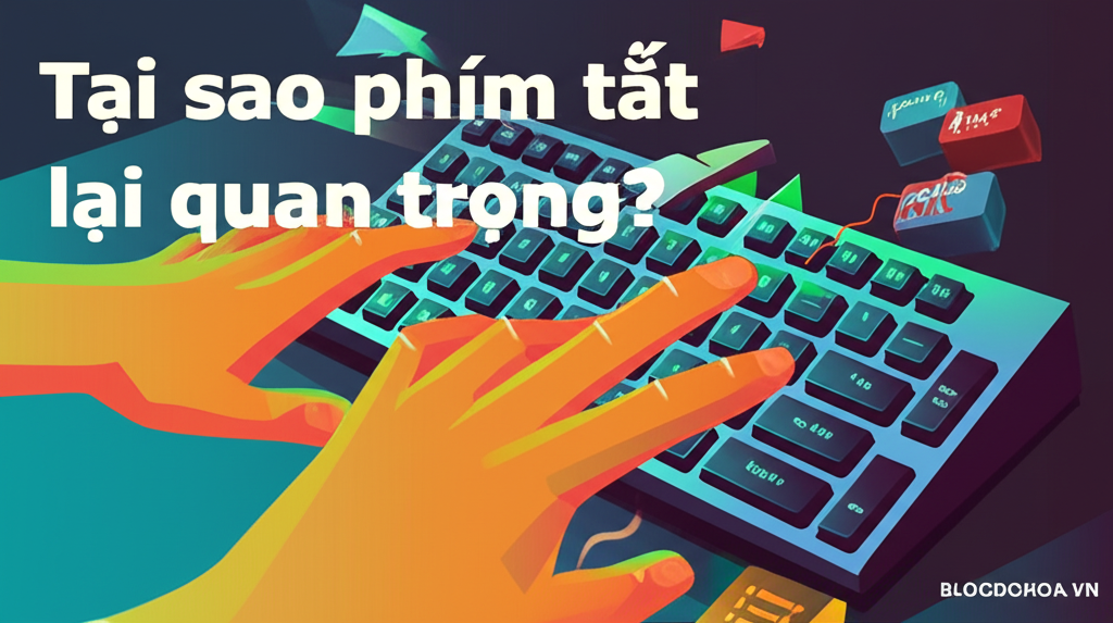 Create a vivid and engaging illustration for the topic: 'Tại sao phím tắt lại quan trọng?'. Do not create any text on the image except for the text 'BLOGDOHOA.VN' in the right corner of the image.