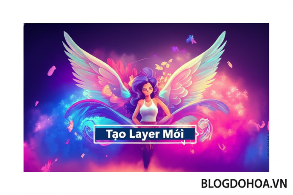 Create a vivid and engaging illustration for the topic: 'Tạo Layer Mới'. Do not create any text on the image except for the text 'BLOGDOHOA.VN' in the right corner of the image.